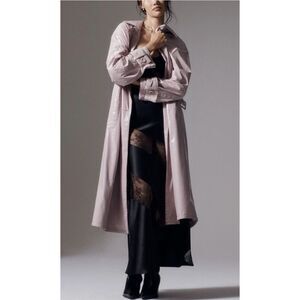 NWT Maeve by Anthropologie Lavender Patent Faux Faux Leather Trench Coat XL